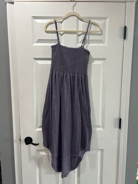 Cha Sor Smocked Spaghetti-Strap Maxi Dress in Dusty Purple